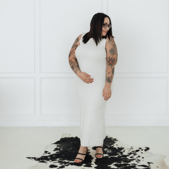 Live the Process Elegant White Sleeveless Cashmere Blend Dress size XL - Picture 1 of 10
